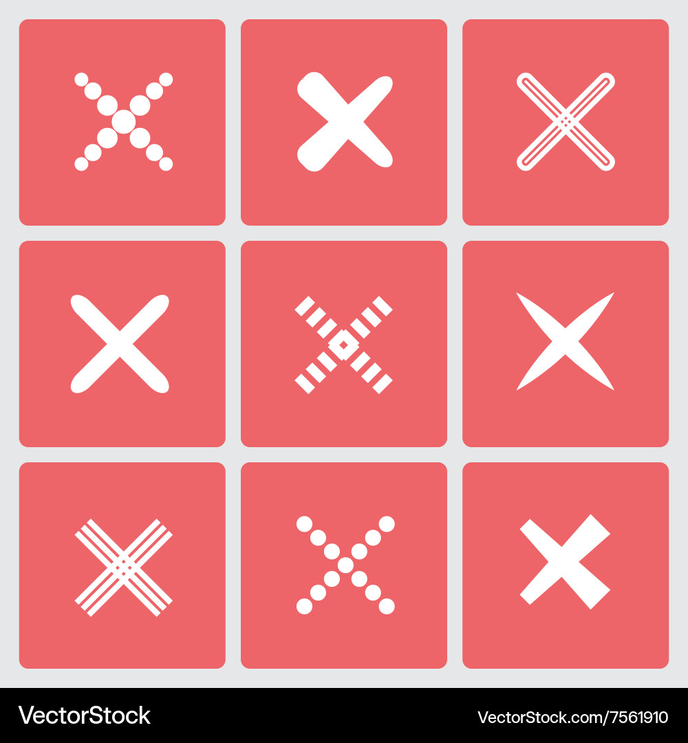 Set of different retro crosses and tics vector image