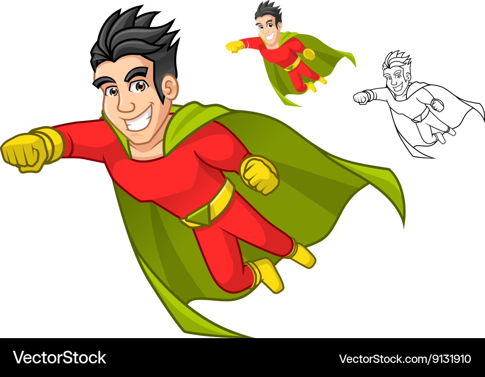 Superhero in Flight Pose Vector Image