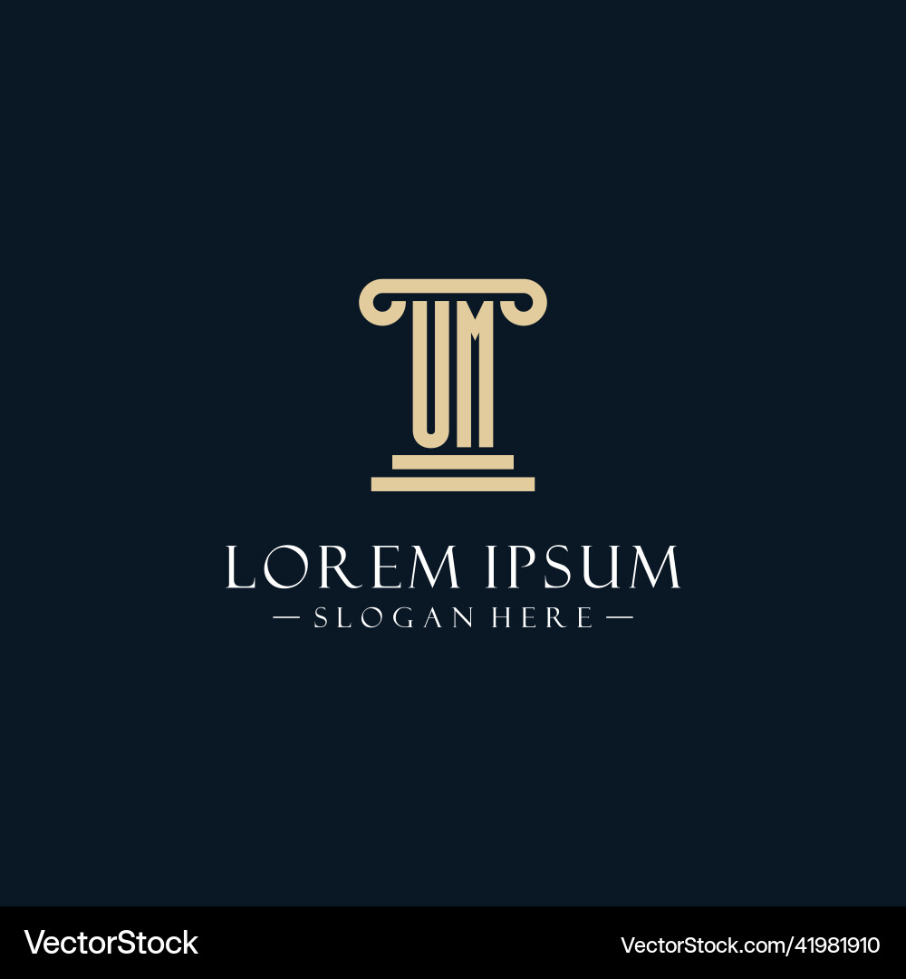 Um initial monogram logos with pillar shapes style Vector Image