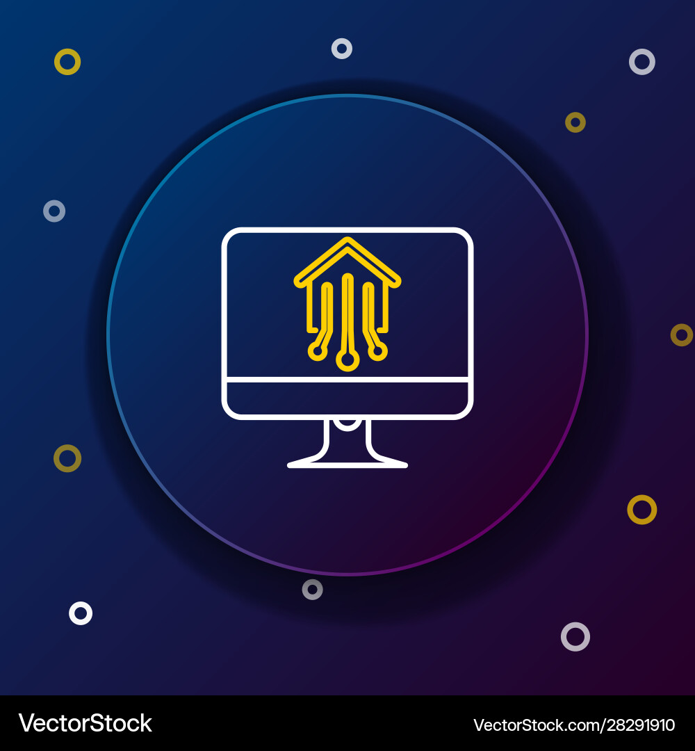 White and yellow line computer monitor with smart White and yellow line computer monitor with smart Vector Image