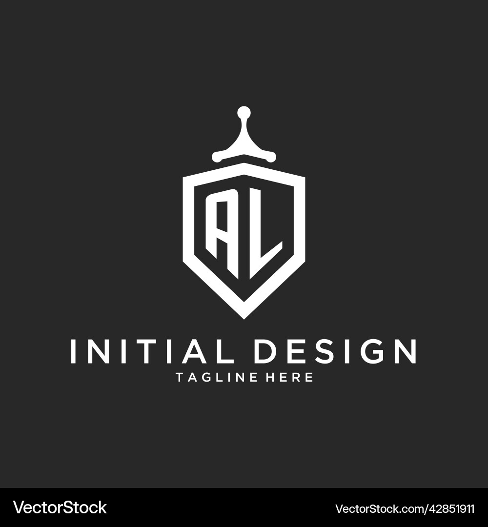 Al monogram logo initial with shield guard shape Vector Image