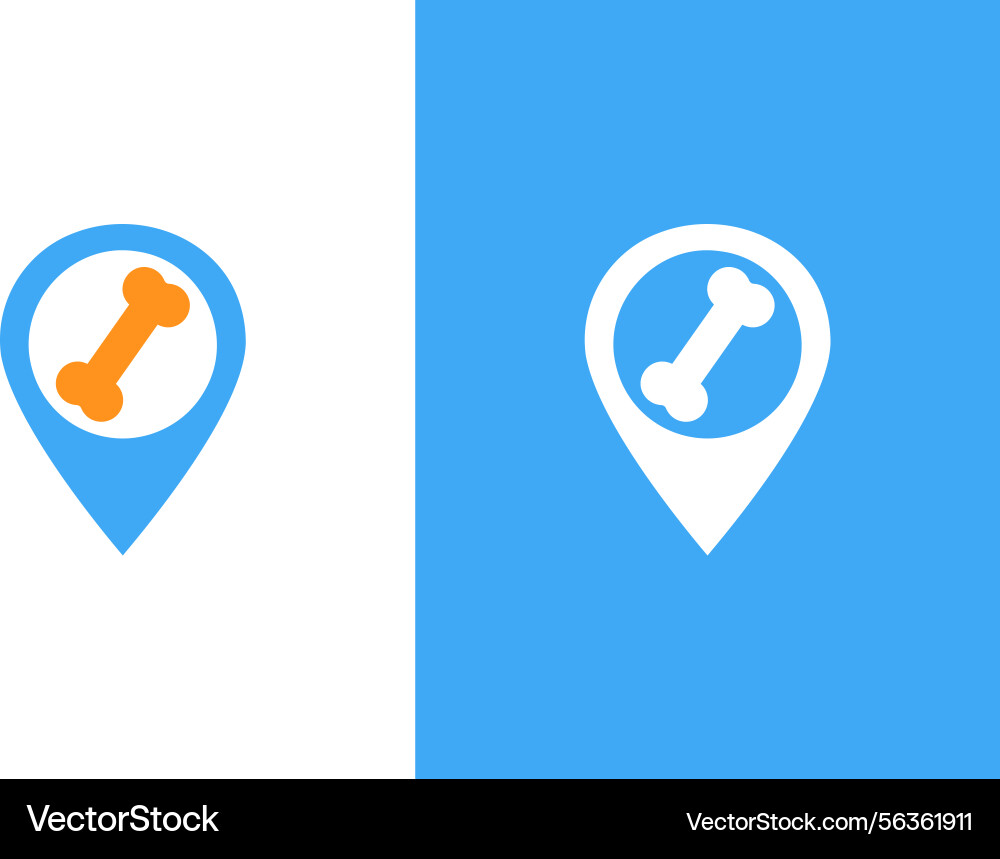 Bone and map pointer logo combination unique Vector Image