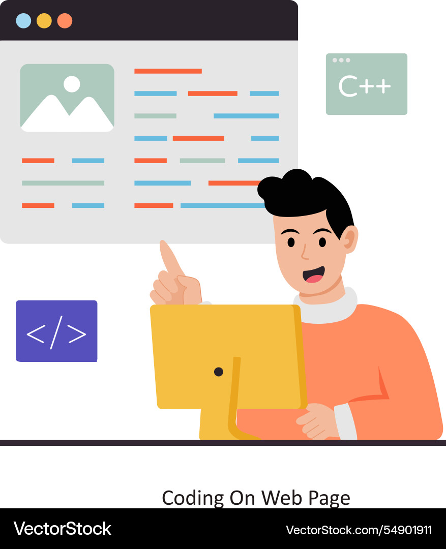 Coding on web page eps 10 fi vector image