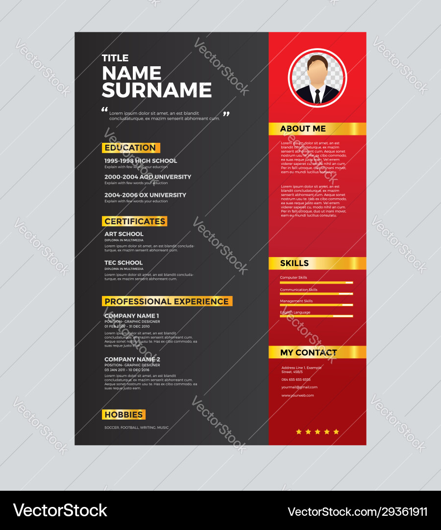 Cv template design Royalty Free Vector Image - VectorStock