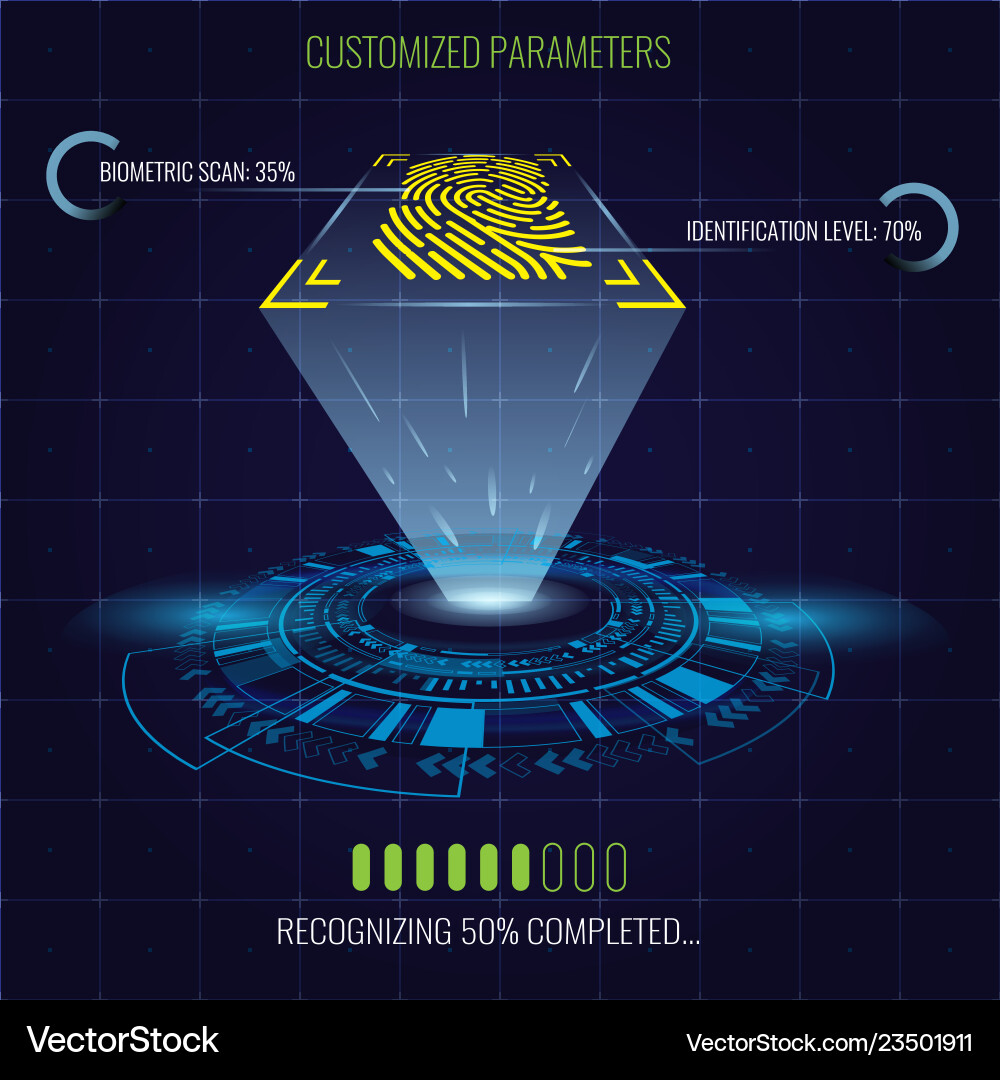 Digital fingerprint identification system Digital fingerprint identification system vector image