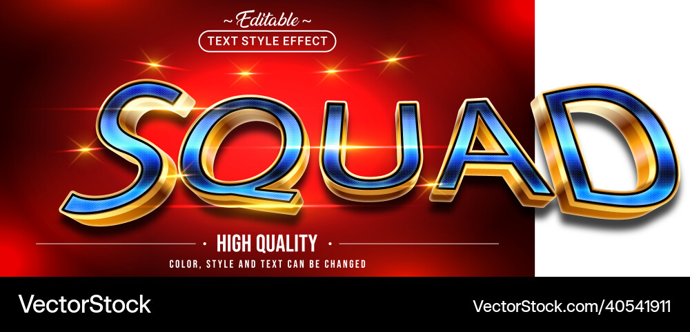 Editable text style effect - squad Editable text style effect - squad vector image