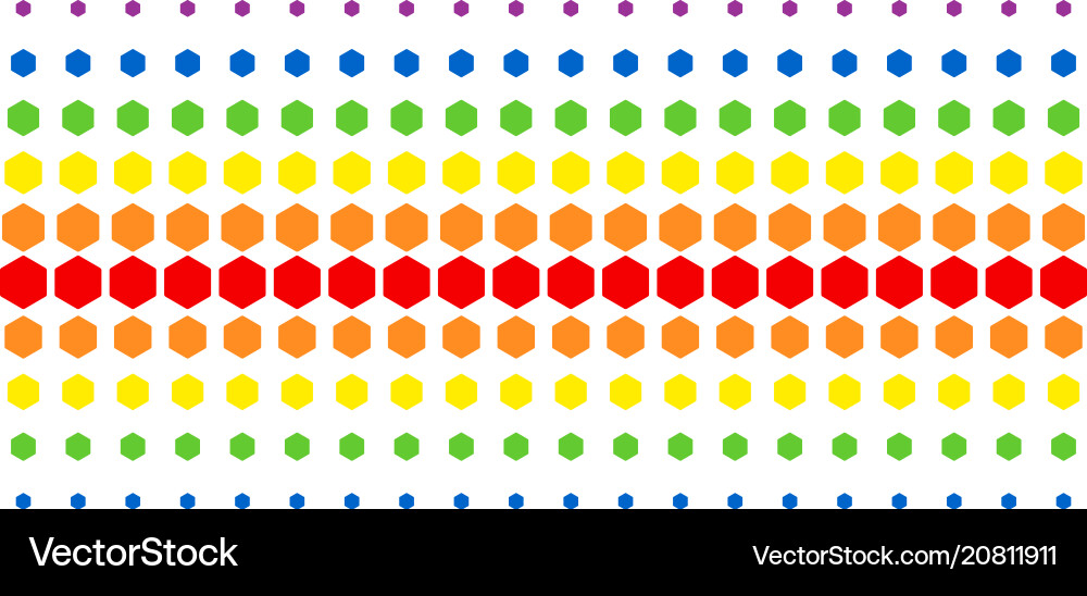 Filled hexagon shape halftone spectral array Vector Image