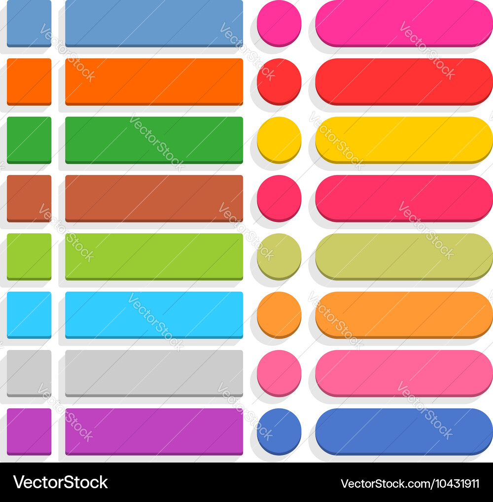 Flat blank web button internet icon set Vector Image