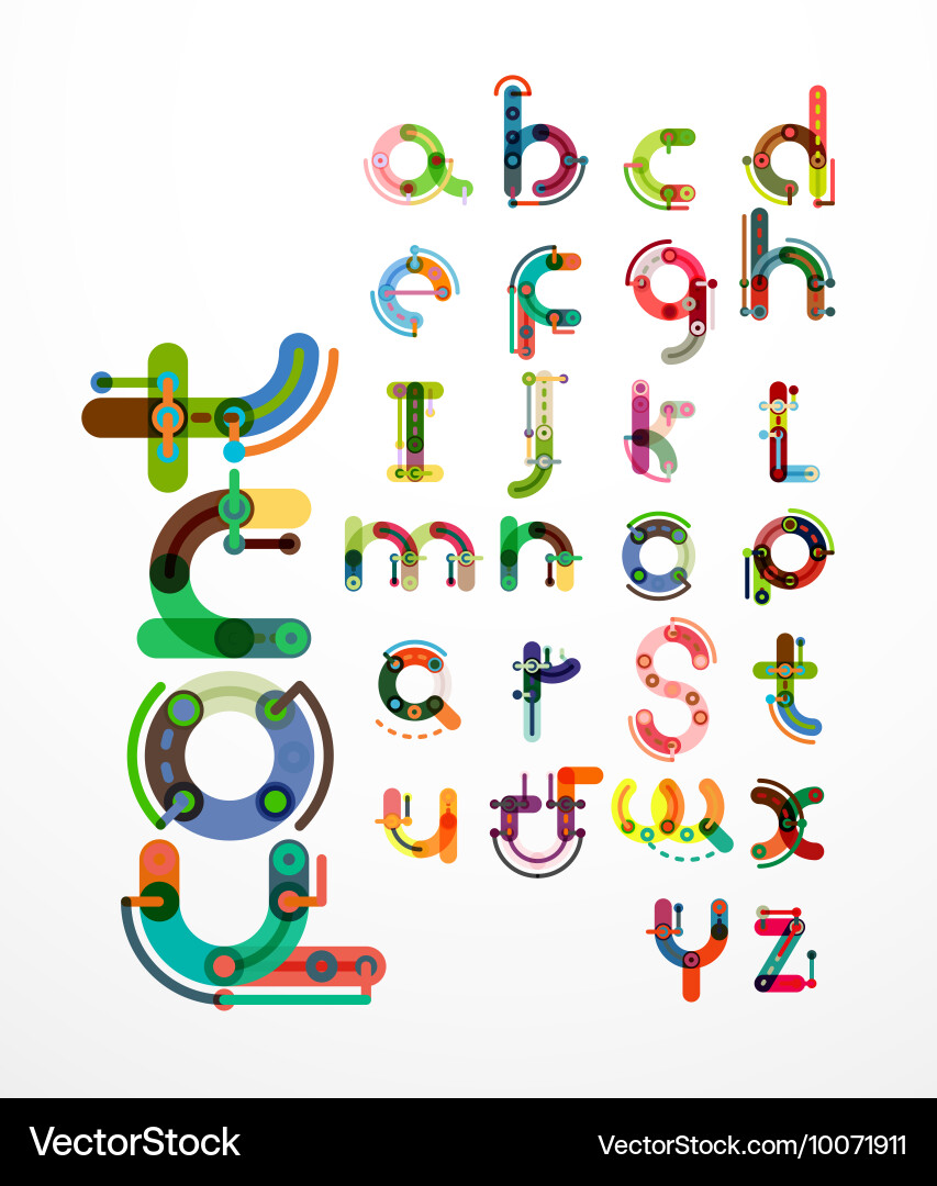 Linear design font alphabet Royalty Free Vector Image