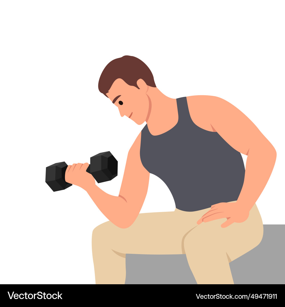 Man doing dumbbell concentration curl Man doing dumbbell concentration curl vector image