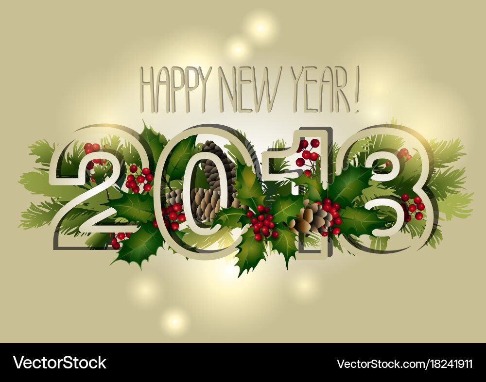 New year card with coniferous design Vector Image