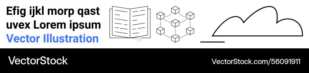 Open book with blockchain diagram and cloud shape Open book with blockchain diagram and cloud shape vector image
