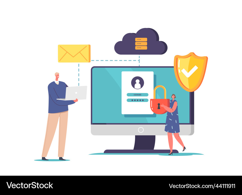 Personal data safety in internet computer Personal data safety in internet computer vector image