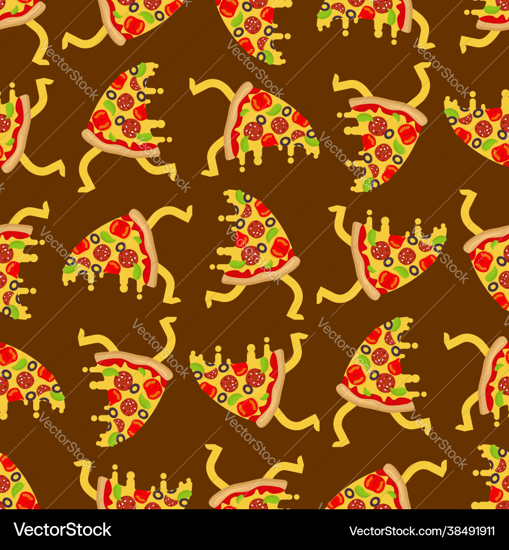 Pizza run pattern seamless slice running Pizza run pattern seamless slice running vector image