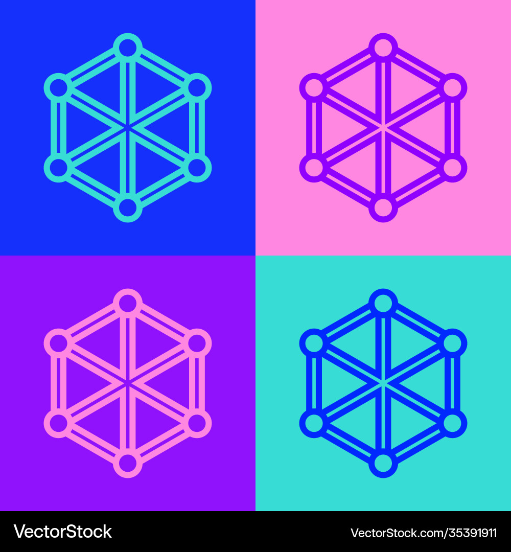 Pop art line blockchain technology icon isolated Pop art line blockchain technology icon isolated vector image