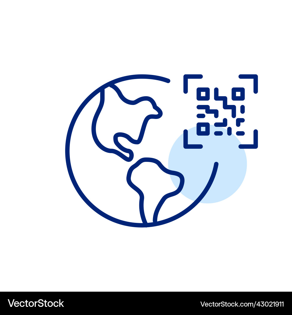 Qr code on a globe global payment services pixel Qr code on a globe global payment services pixel vector image