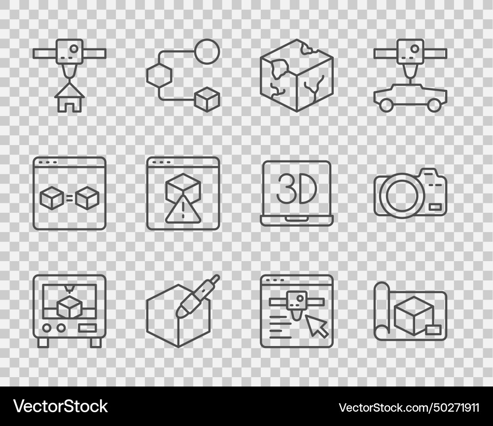 Set line 3d printer graphing paper Set line 3d printer graphing paper vector image