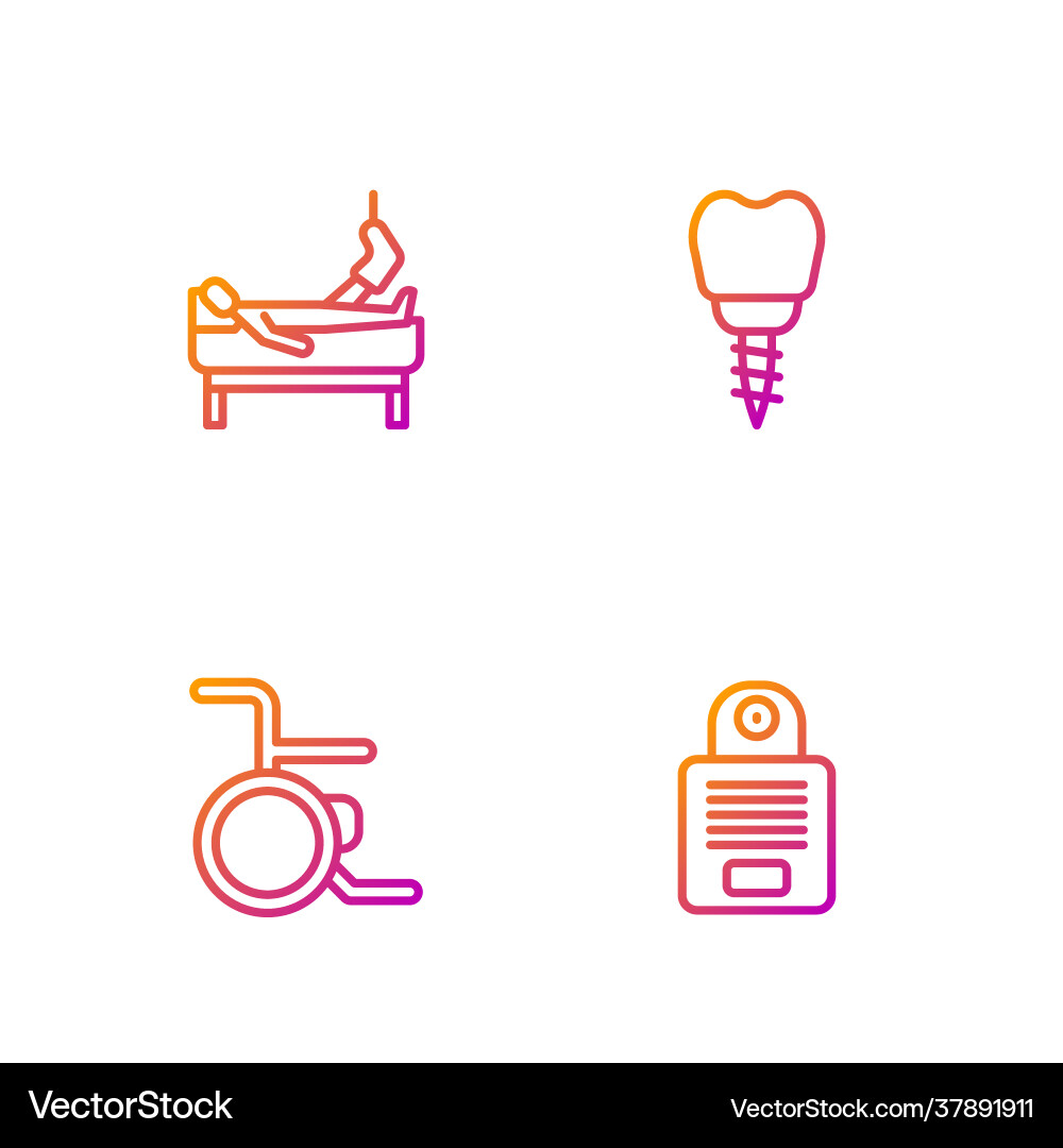 Set line intercom wheelchair patient with broken Set line intercom wheelchair patient with broken vector image