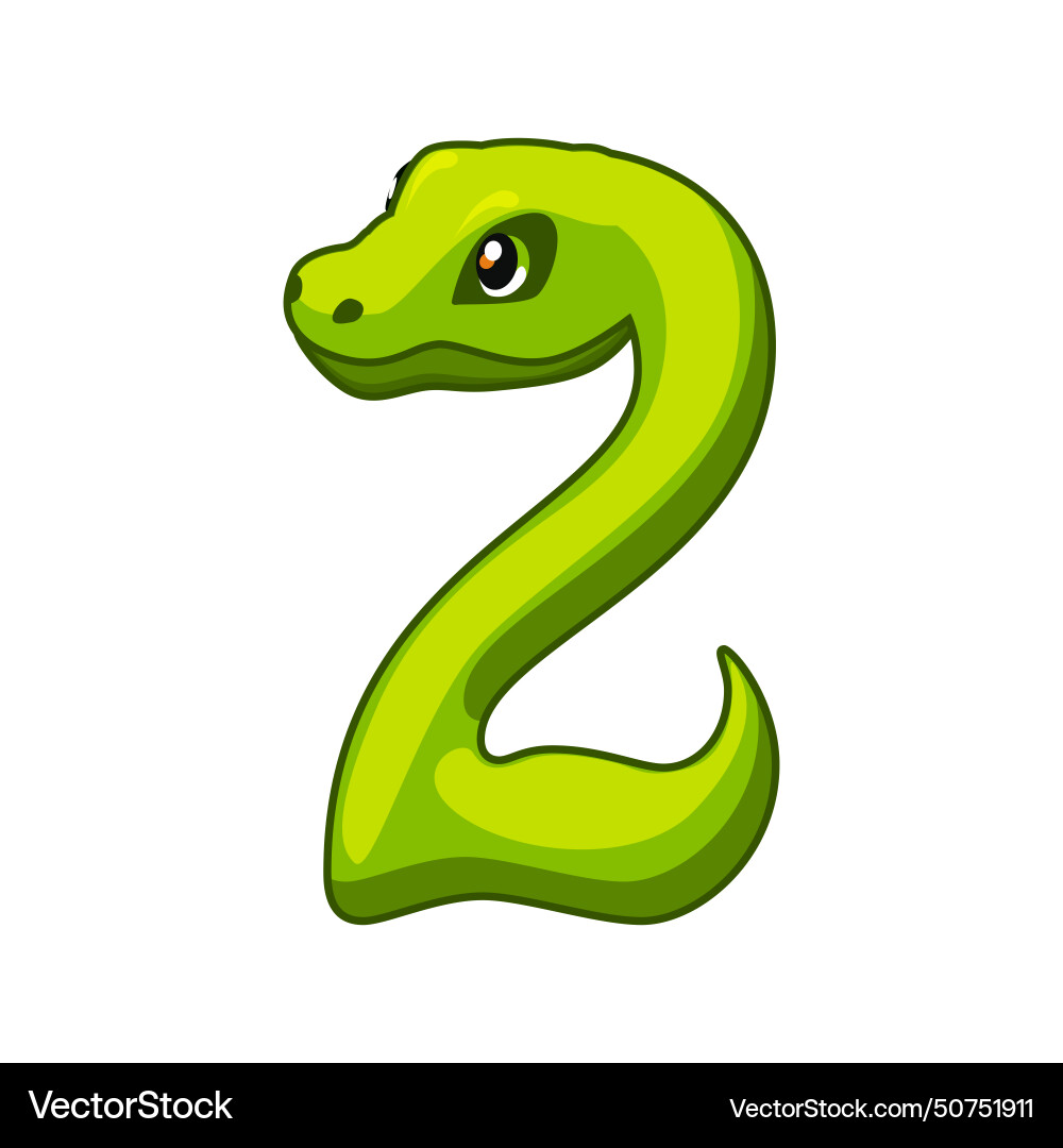 Snake font digit 2 cartoon two number Snake font digit 2 cartoon two number vector image
