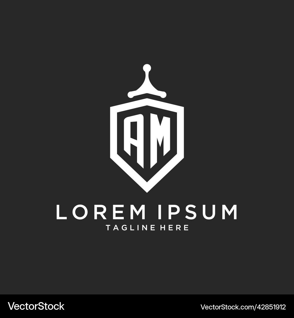 Am monogram logo initial with shield guard shape Am monogram logo initial with shield guard shape Vector Image