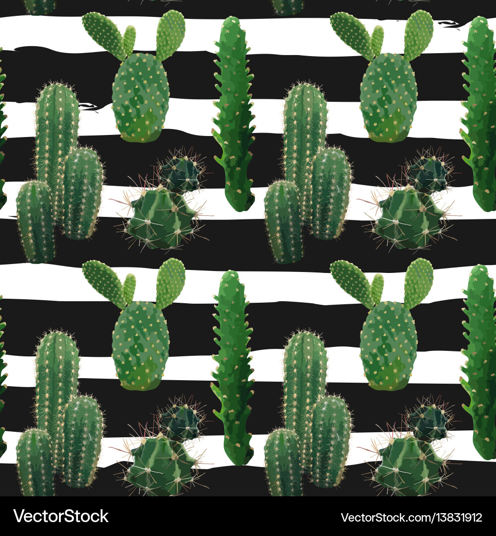 Cactus Seamless Pattern Vector Image