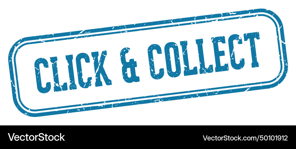 Click collect stamp rectangular Vector Image