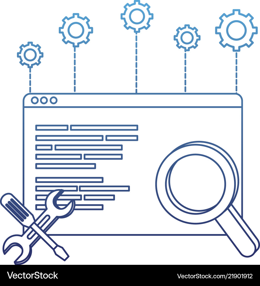 Degraded outline website code program vector image