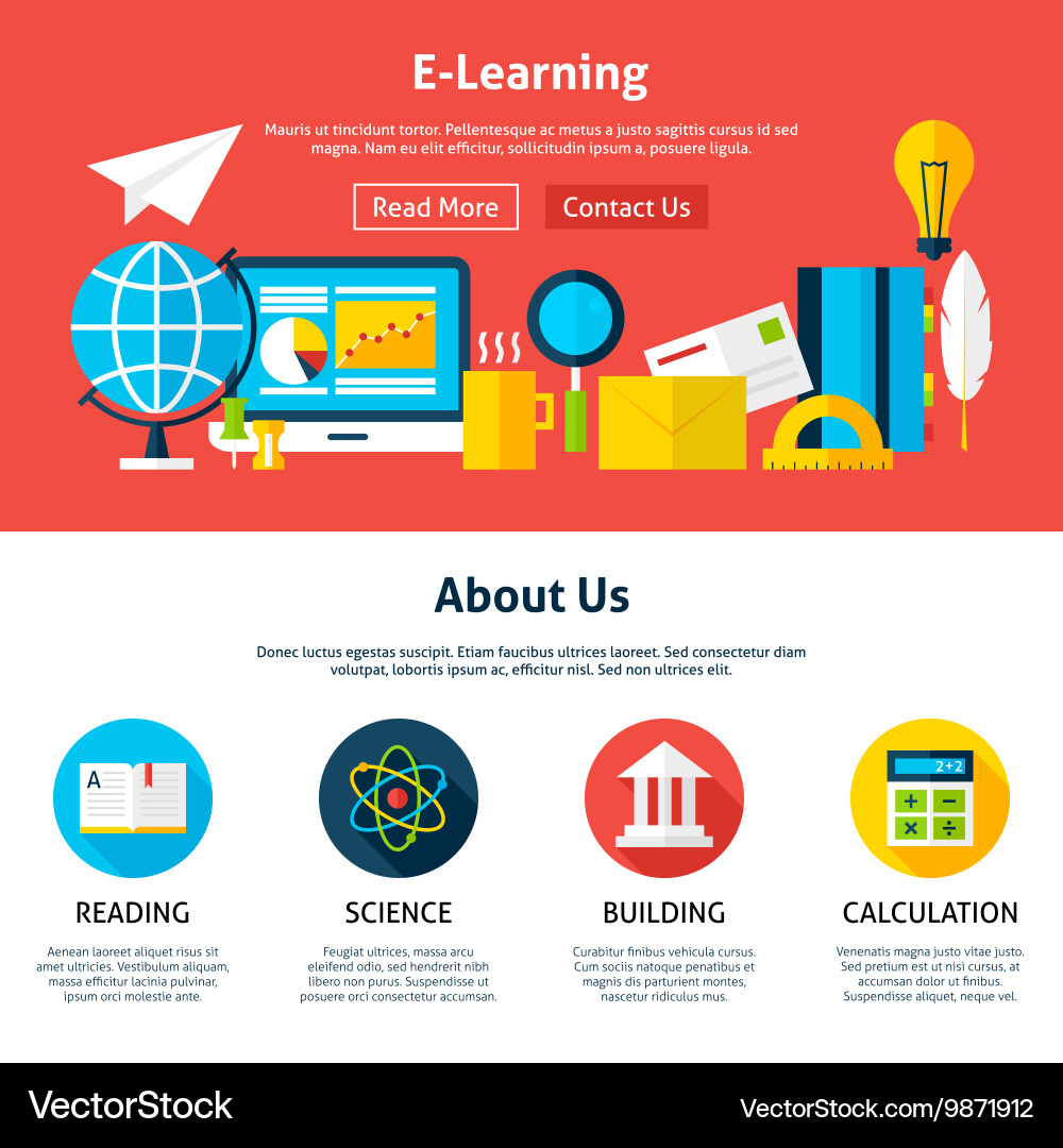 Electronic learning flat web design template Vector Image