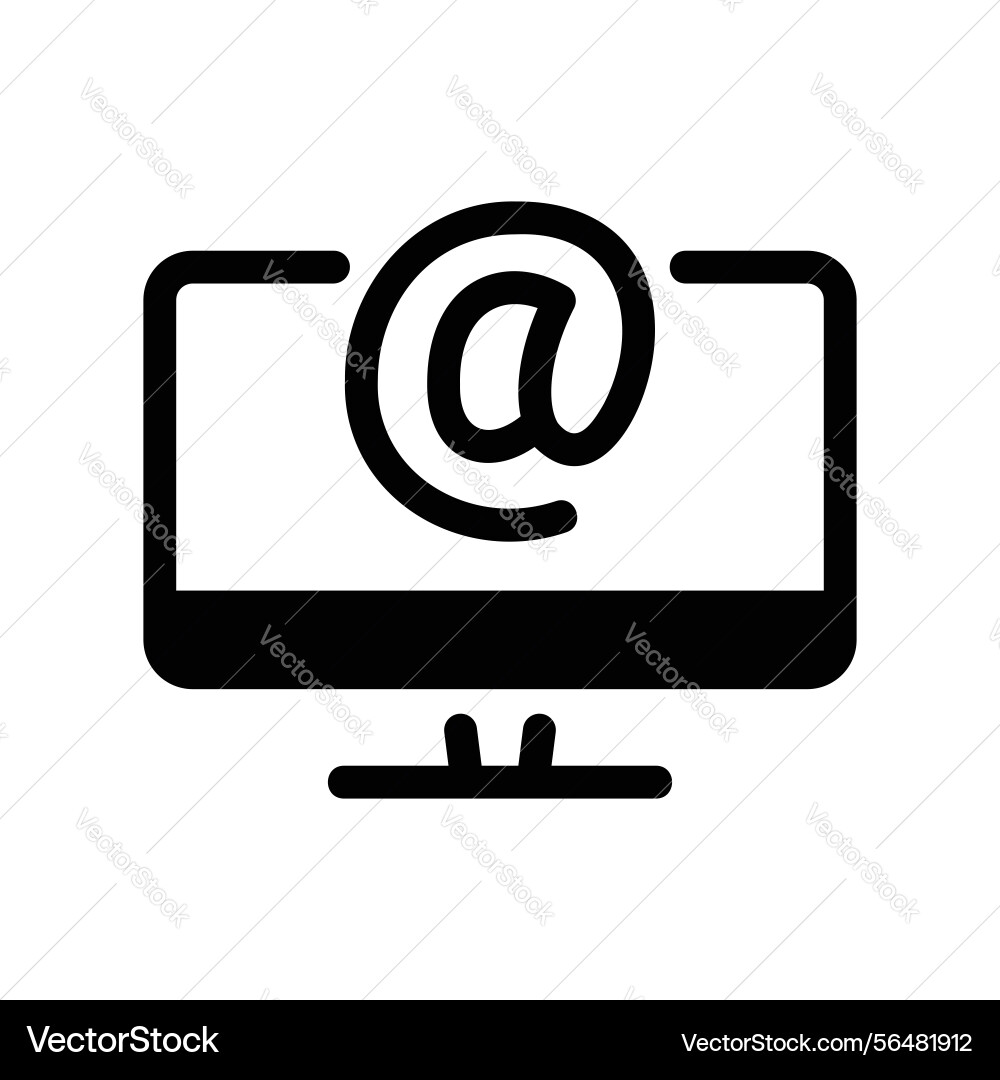 Email symbol displayed on desktop computer Email symbol displayed on desktop computer vector image