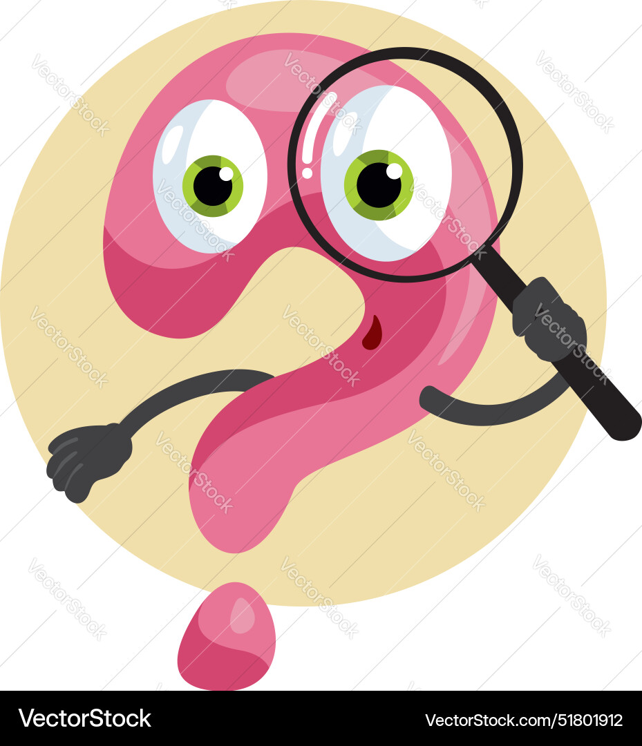Funny question mark character with magnifier Vector Image