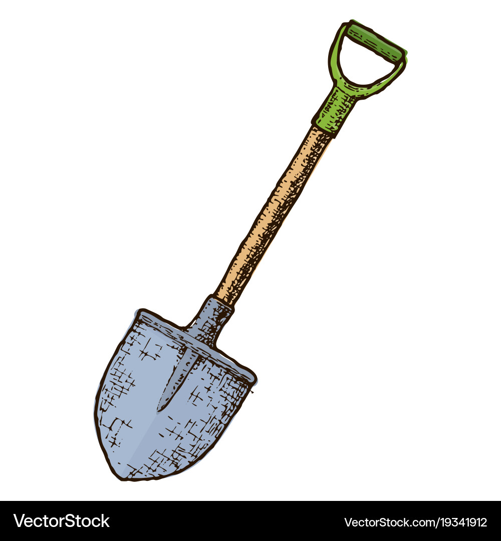 Garden shovel sketch – Royalty-Free Vector | VectorStock, image size:1000x1080