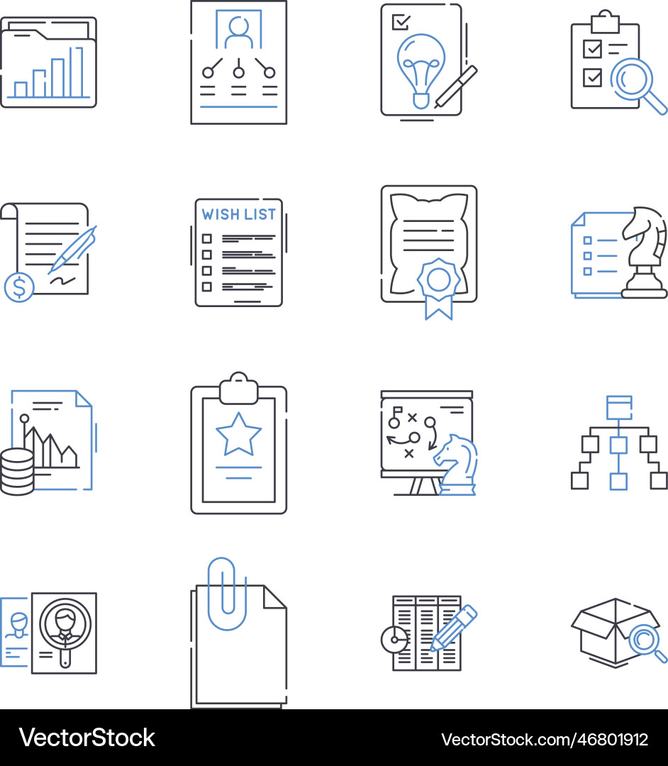 Goal-oriented focus line icons collection Goal-oriented focus line icons collection vector image