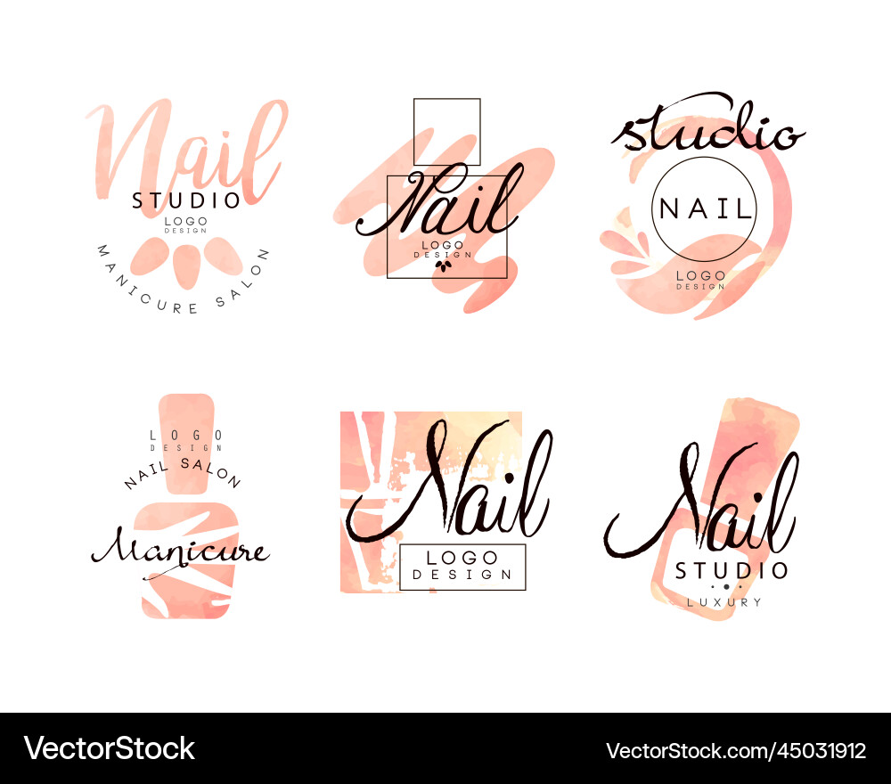 Manicure nail studio logo design with pink Manicure nail studio logo design with pink vector image