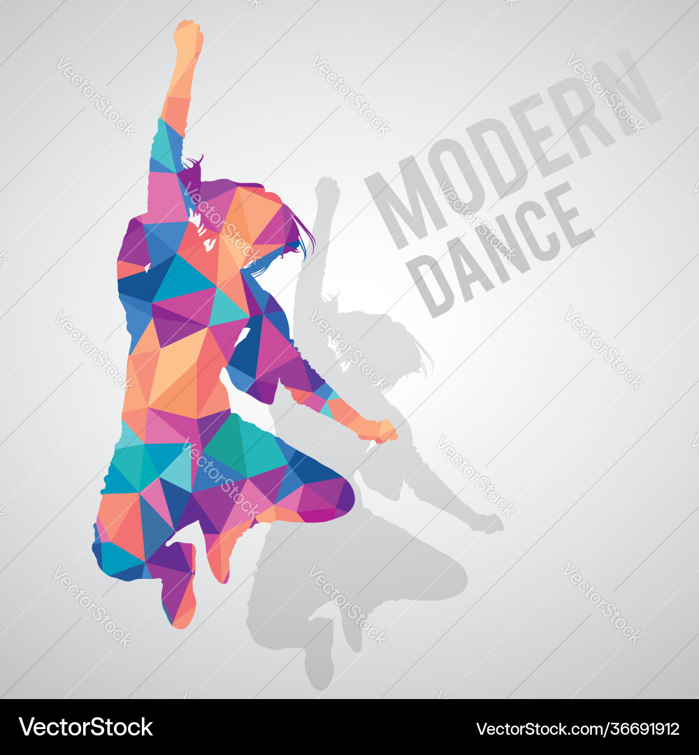 Polygonal Jumping Dancer Silhouette Vector Image