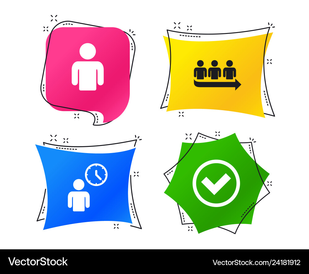 Queue icon person waiting sign check and time Vector Image
