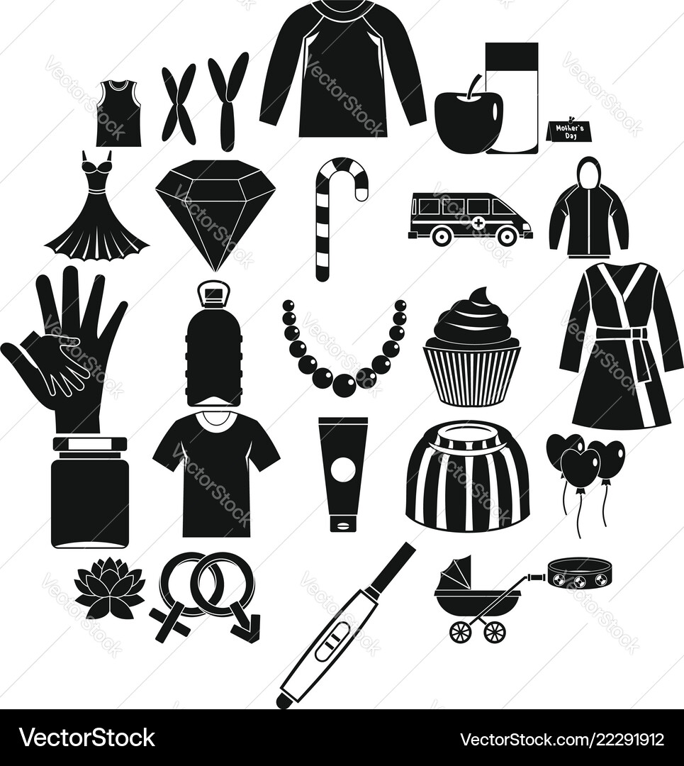 Relations icons set simple style Relations icons set simple style vector image
