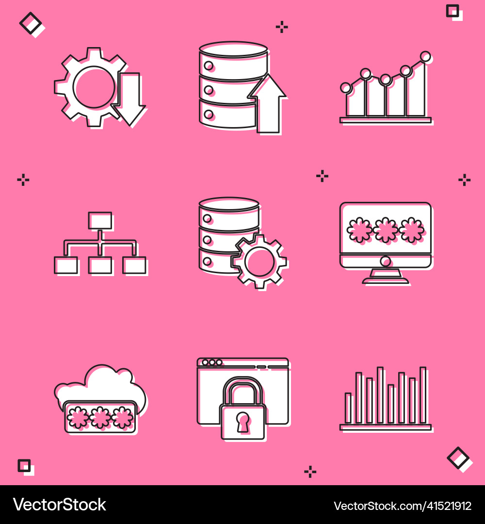 Set cost reduction server data web hosting pie Set cost reduction server data web hosting pie vector image