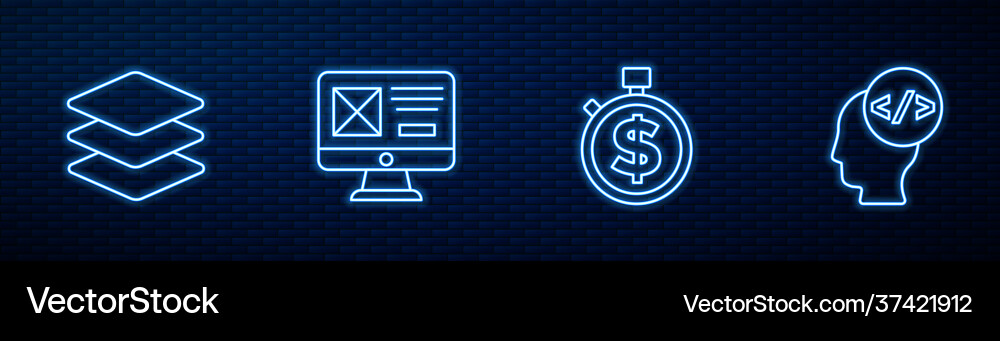 Set line time is money layers ui or ux design Set line time is money layers ui or ux design vector image