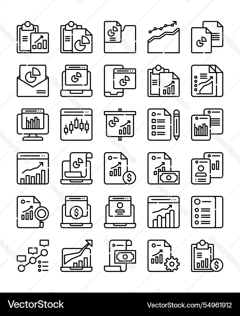 Set of document report line icon element Set of document report line icon element vector image