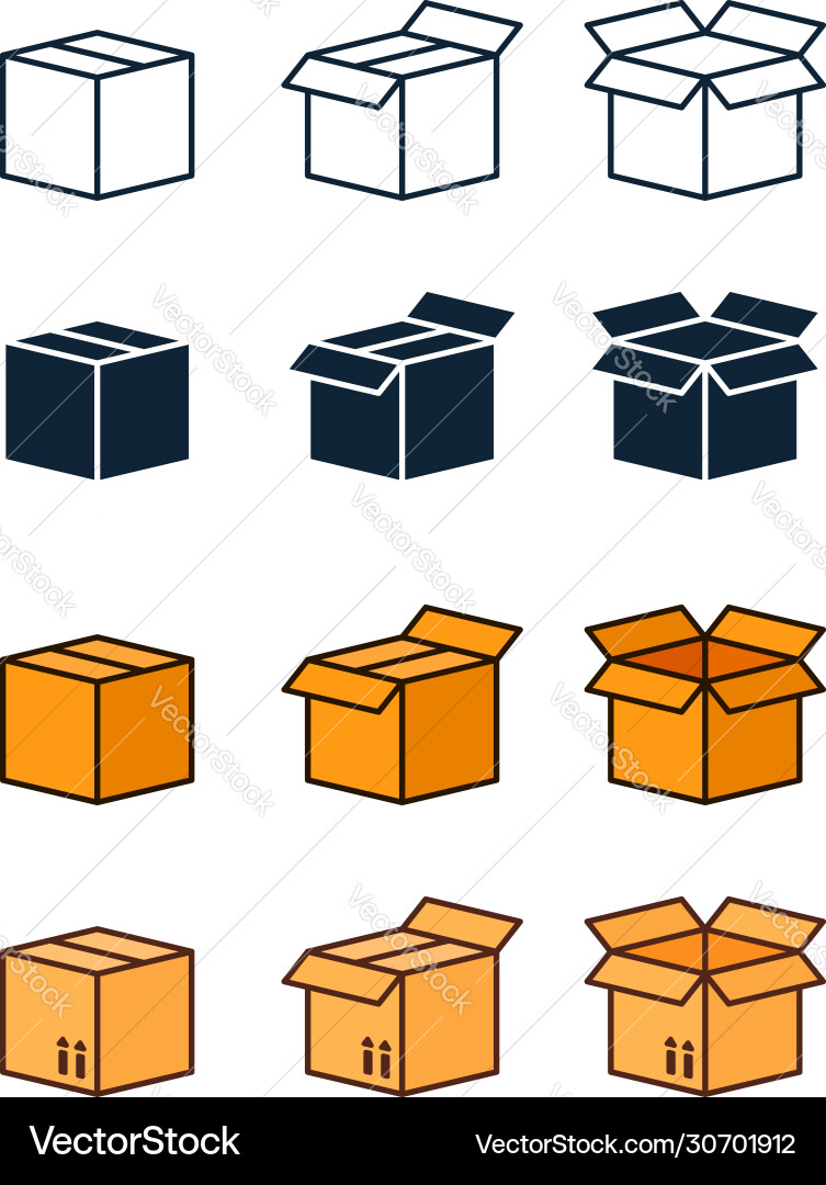 Set shipping delivery box or container icons Set shipping delivery box or container icons Vector Image