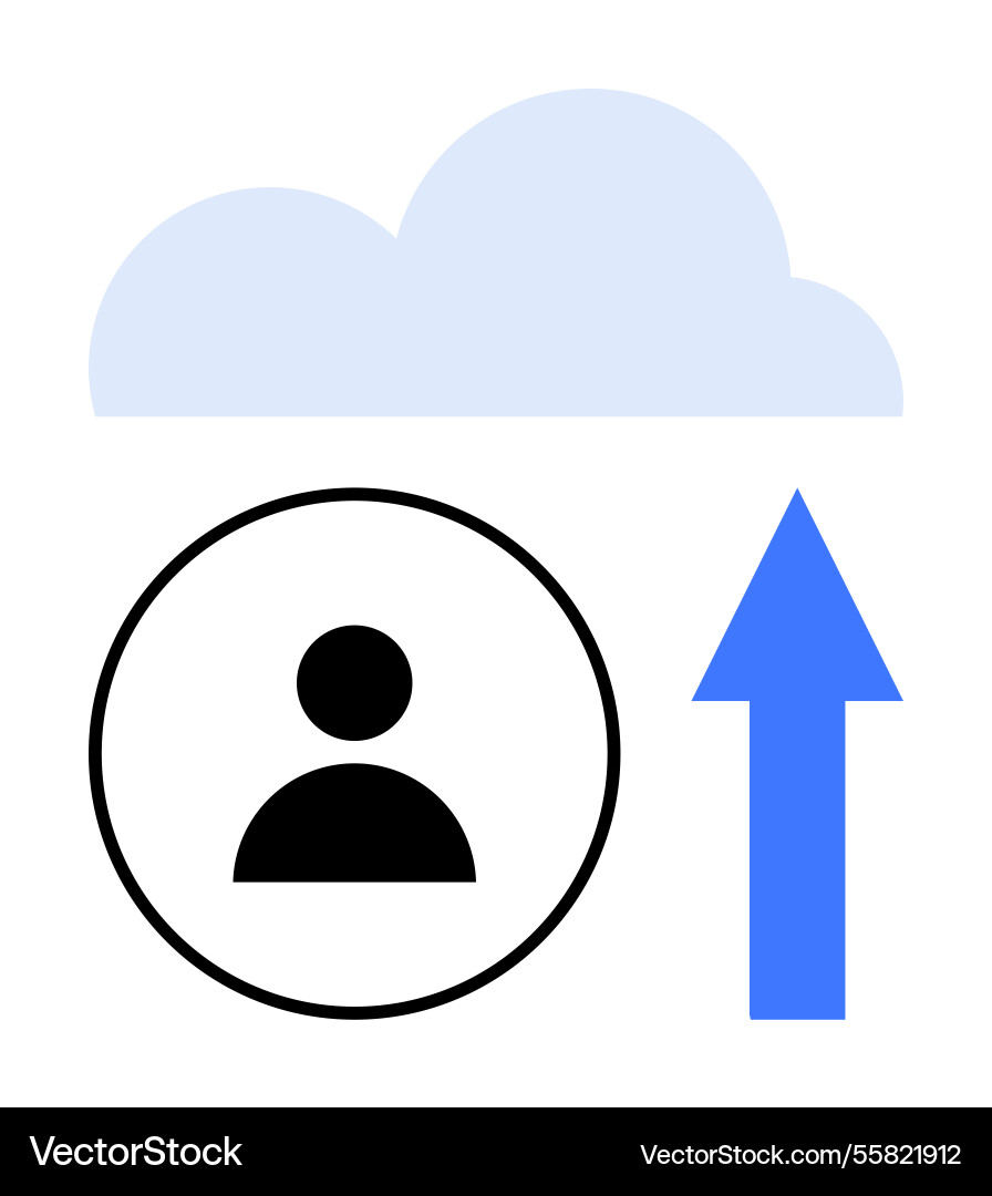 User data upload to cloud with upward arrow vector image