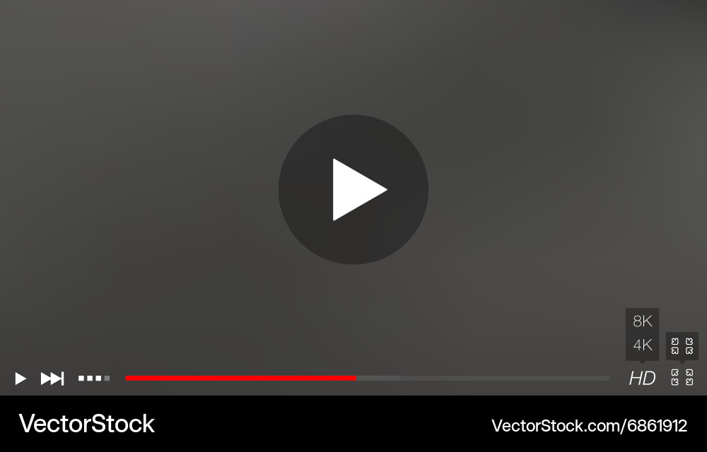 Video player window with menu and buttons panel Vector Image
