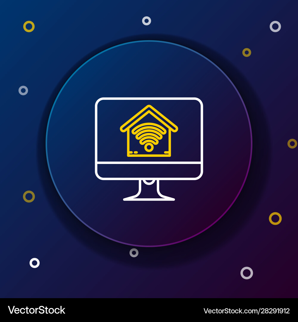 White and yellow line computer monitor with smart White and yellow line computer monitor with smart vector image