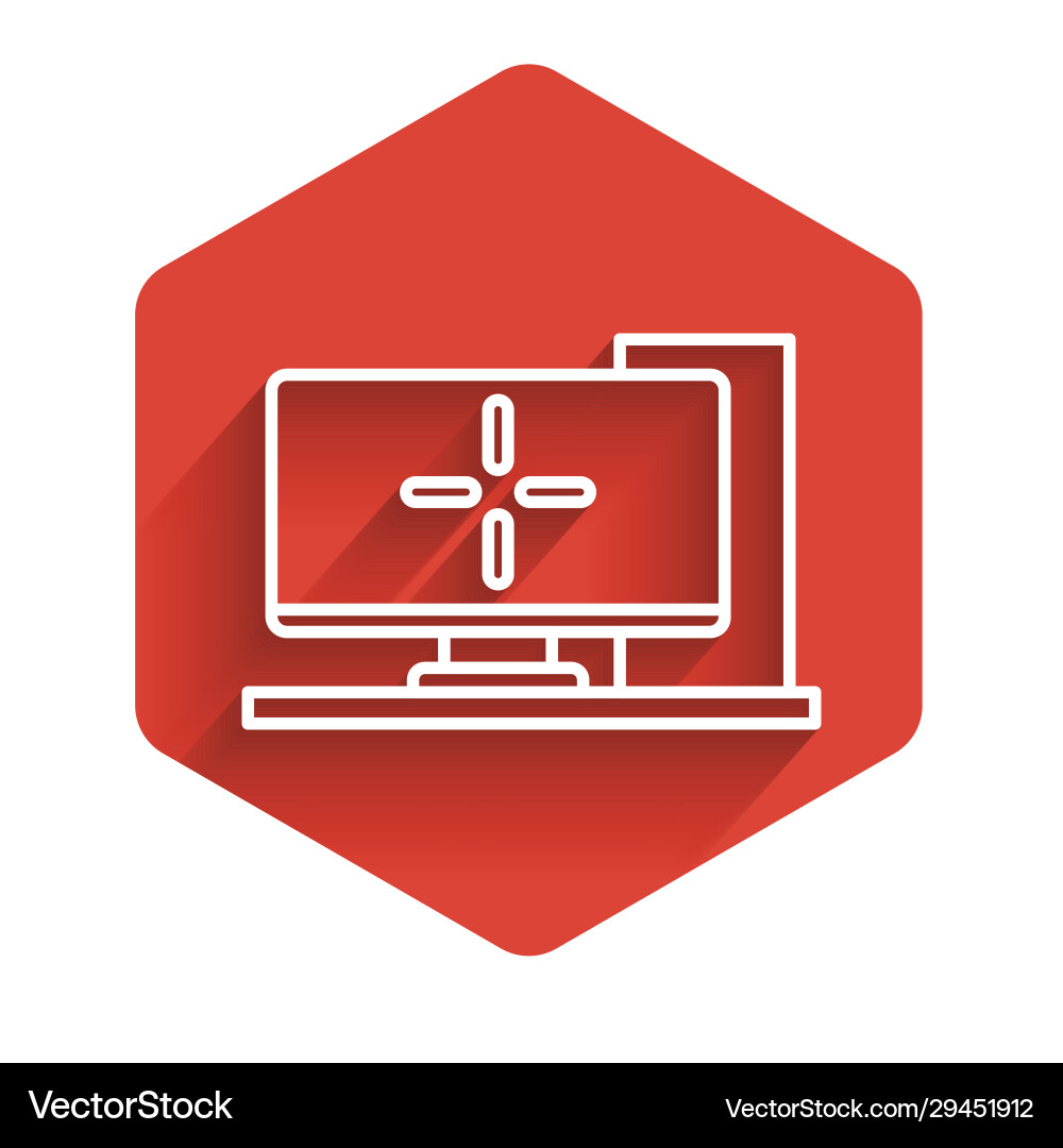 White line computer monitor icon isolated White line computer monitor icon isolated vector image