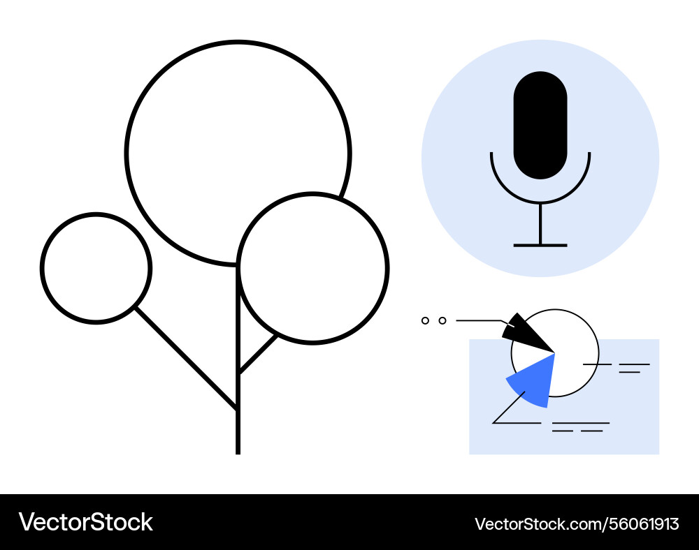 Abstract tree microphone and pie chart elements vector image