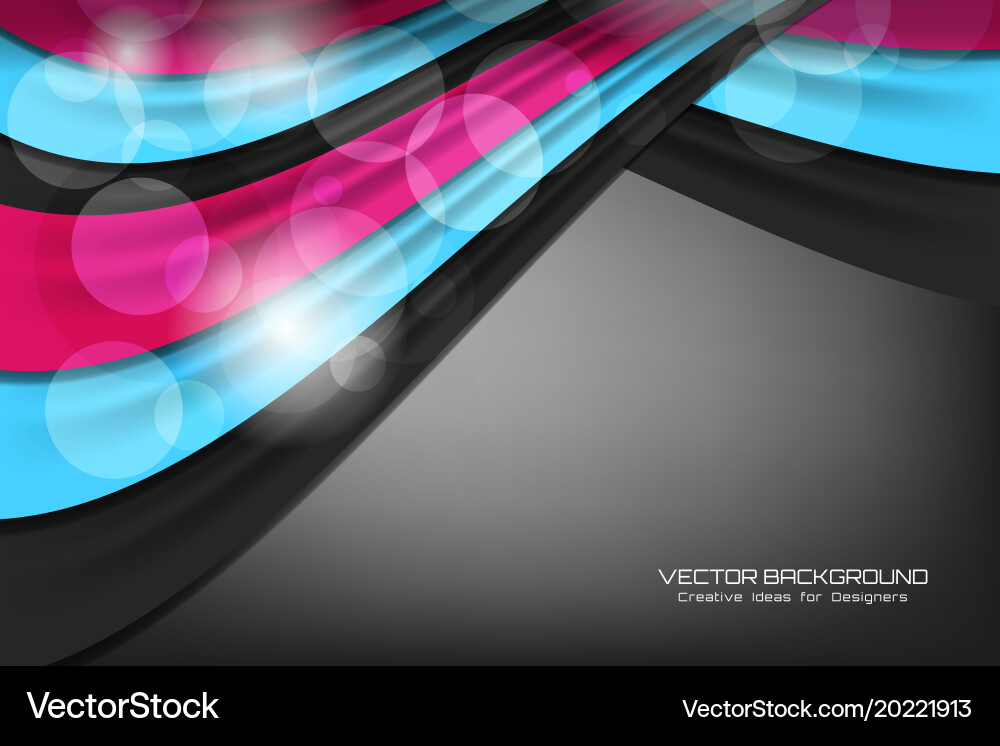 Abstract wavy background with bokeh lights vector image