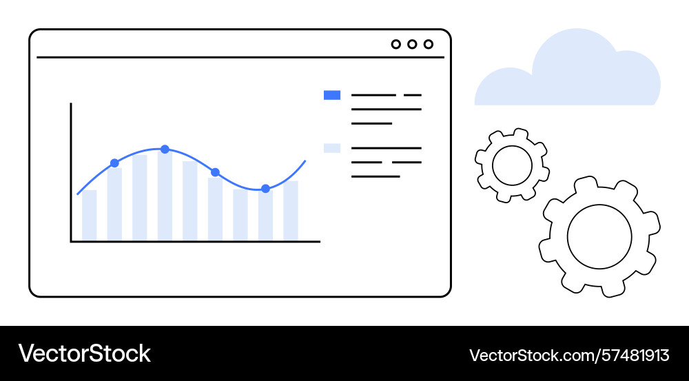 Analytics dashboard with line graph bar chart Analytics dashboard with line graph bar chart vector image
