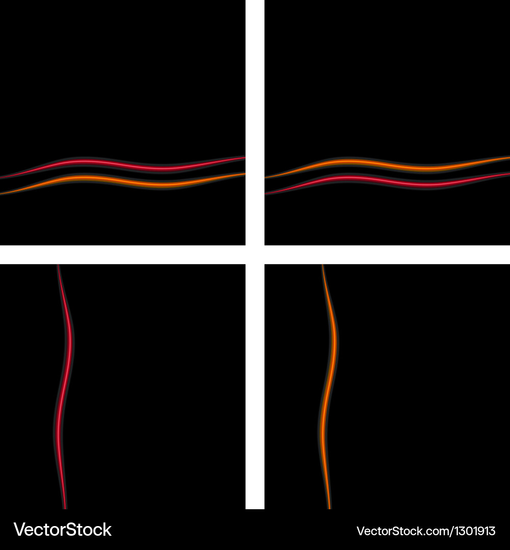 Black background set with waves eps10 vector image