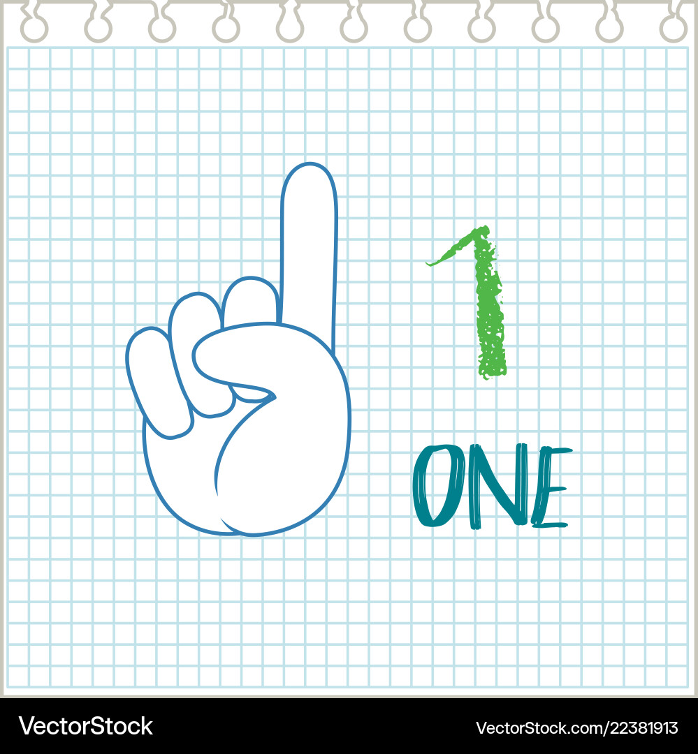 Hand gesture number notebook background vector image