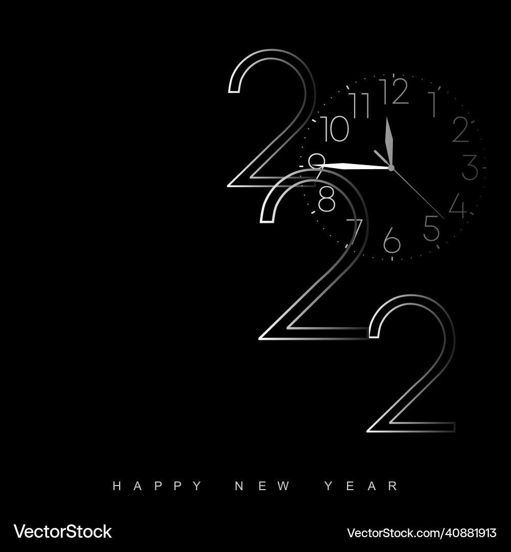 Happy new year 2022 poster with vintage silver Happy new year 2022 poster with vintage silver vector image